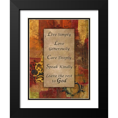 Live Simply Damask Autumn Blooms Black Modern Wood Framed Art Print with Double Matting by Haynes, Smith