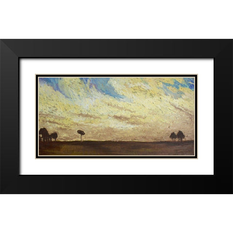 Yellow Clouds Black Modern Wood Framed Art Print with Double Matting by Lewis, Sharalee