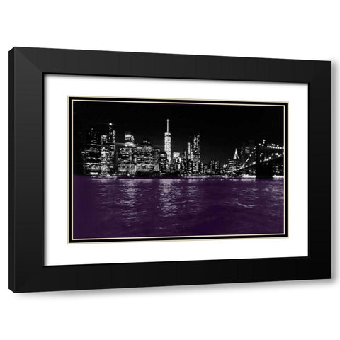 New York City Purple Rain Black Modern Wood Framed Art Print with Double Matting by Lewis, Sheldon
