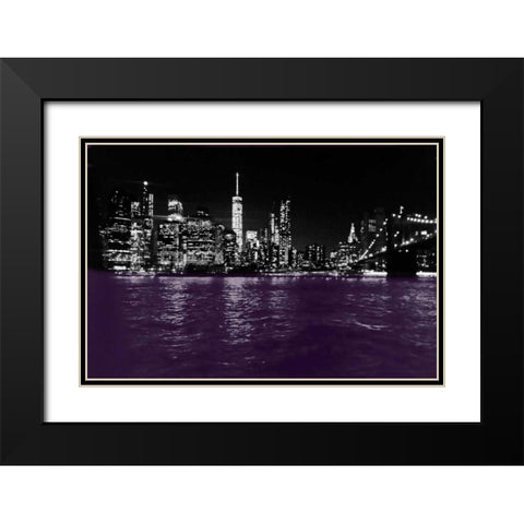 New York City Purple Rain Black Modern Wood Framed Art Print with Double Matting by Lewis, Sheldon