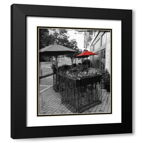 Red Restaurant Umbrella Pop Black Modern Wood Framed Art Print with Double Matting by Lewis, Sheldon