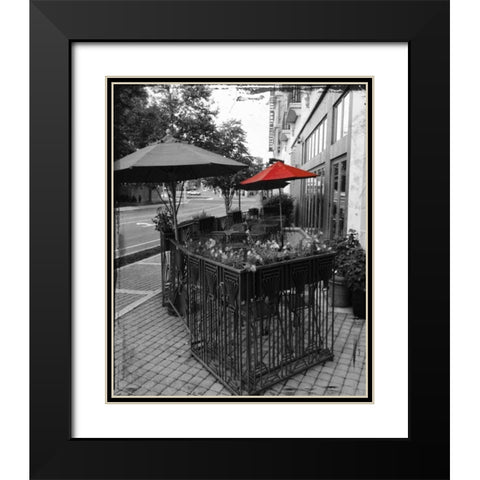 Red Restaurant Umbrella Pop Black Modern Wood Framed Art Print with Double Matting by Lewis, Sheldon