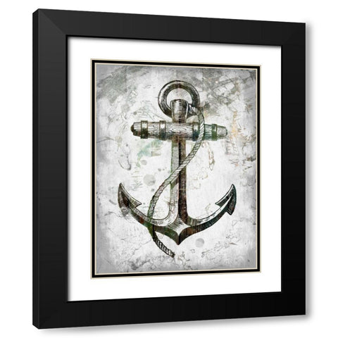 Anchors Away Black Modern Wood Framed Art Print with Double Matting by Lewis, Sheldon