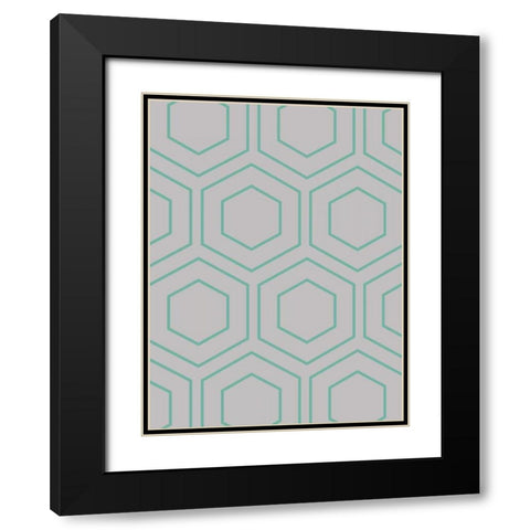 Geo Teal Grey Black Modern Wood Framed Art Print with Double Matting by Lewis, Sheldon