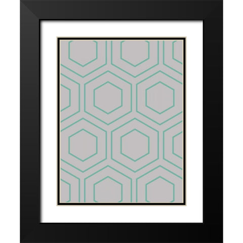 Geo Teal Grey Black Modern Wood Framed Art Print with Double Matting by Lewis, Sheldon