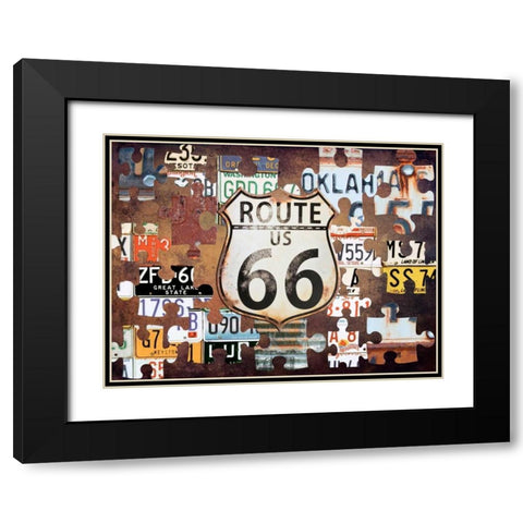 Route 66 Puzzle Black Modern Wood Framed Art Print with Double Matting by Lewis, Sheldon