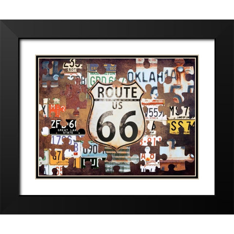 Route 66 Puzzle Black Modern Wood Framed Art Print with Double Matting by Lewis, Sheldon