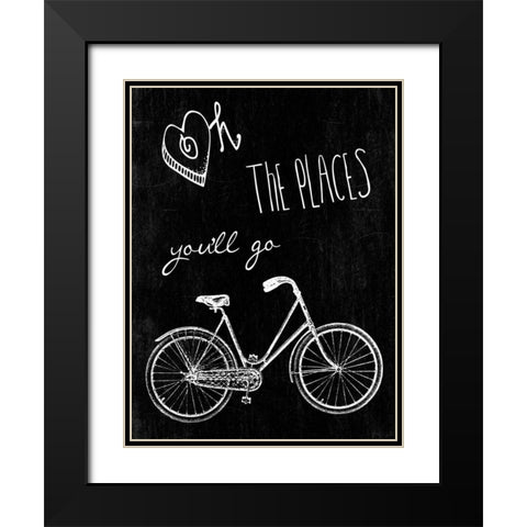 Oh The Places Youll Go Black Modern Wood Framed Art Print with Double Matting by Lewis, Sheldon