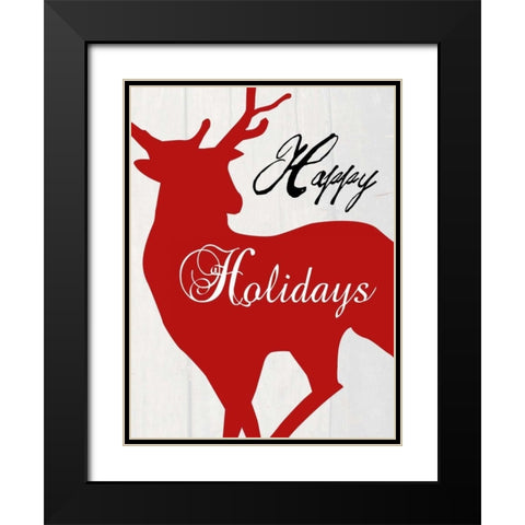 Happy Holidays Black Modern Wood Framed Art Print with Double Matting by Lewis, Sheldon