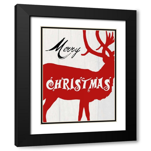 Merry Christmas Black Modern Wood Framed Art Print with Double Matting by Lewis, Sheldon