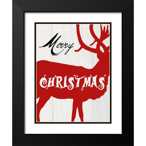 Merry Christmas Black Modern Wood Framed Art Print with Double Matting by Lewis, Sheldon