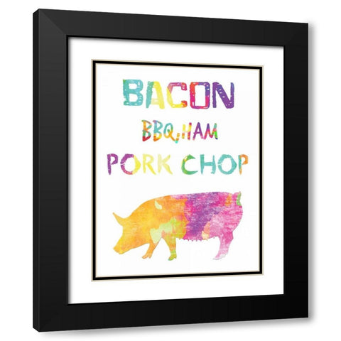 Delicious Pig Black Modern Wood Framed Art Print with Double Matting by Lewis, Sheldon