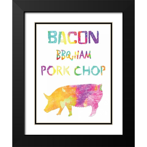 Delicious Pig Black Modern Wood Framed Art Print with Double Matting by Lewis, Sheldon
