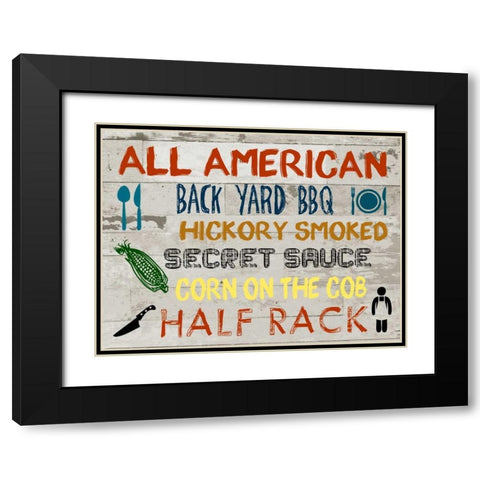 American BBQ Board Black Modern Wood Framed Art Print with Double Matting by Lewis, Sheldon