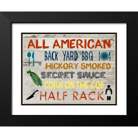American BBQ Board Black Modern Wood Framed Art Print with Double Matting by Lewis, Sheldon