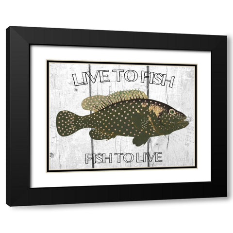 Live To Fish Black Modern Wood Framed Art Print with Double Matting by Lewis, Sheldon