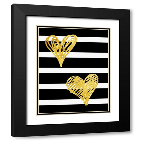 Cupids Heart Black Modern Wood Framed Art Print with Double Matting by Lewis, Sheldon