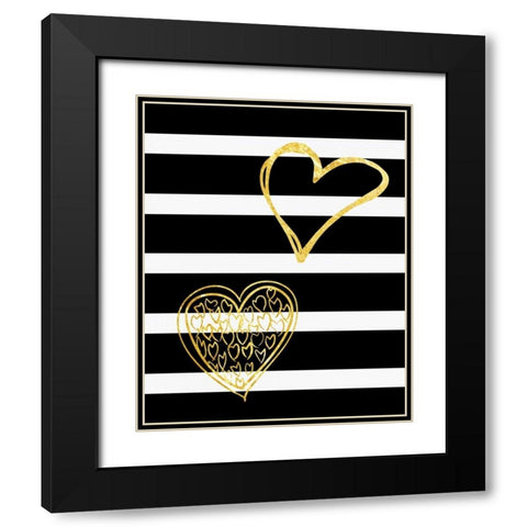Lovers Hearts Black Modern Wood Framed Art Print with Double Matting by Lewis, Sheldon