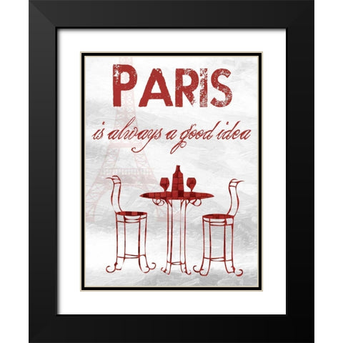 Paris Time Black Modern Wood Framed Art Print with Double Matting by Lewis, Sheldon
