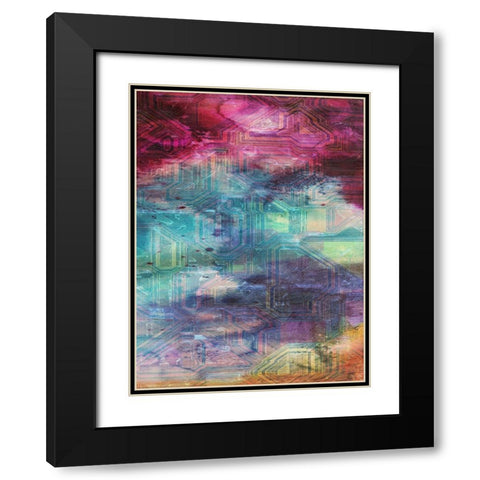 Fifth Dimensional Color Drift Black Modern Wood Framed Art Print with Double Matting by Lewis, Sheldon
