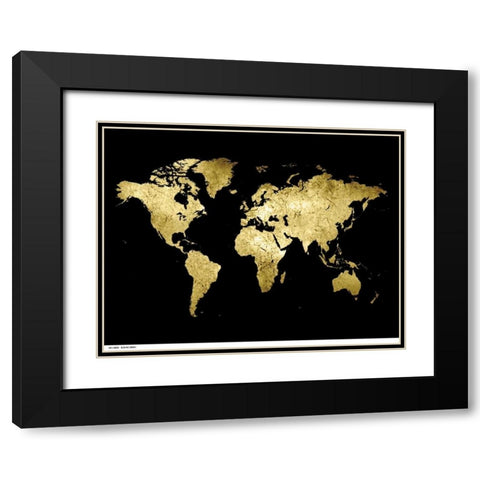 Golden World Black Modern Wood Framed Art Print with Double Matting by Lewis, Sheldon