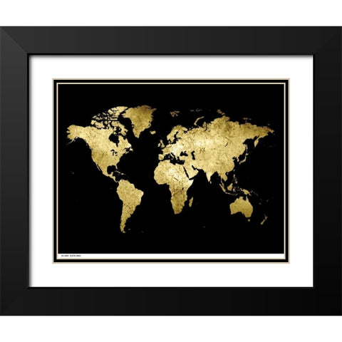 Golden World Black Modern Wood Framed Art Print with Double Matting by Lewis, Sheldon
