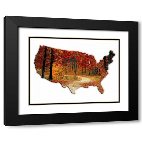 Fall Time USA Black Modern Wood Framed Art Print with Double Matting by Lewis, Sheldon