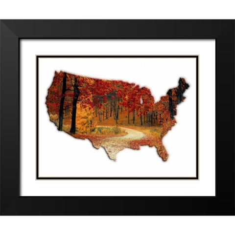 Fall Time USA Black Modern Wood Framed Art Print with Double Matting by Lewis, Sheldon
