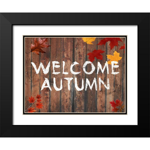 Welcome Autumn Black Modern Wood Framed Art Print with Double Matting by Lewis, Sheldon