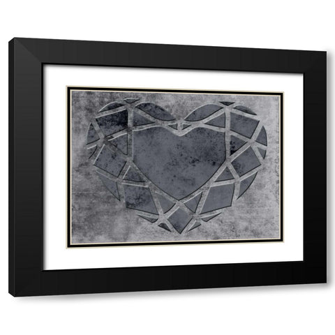 Transitional Geo Heart Black Modern Wood Framed Art Print with Double Matting by Lewis, Sheldon