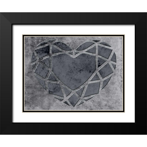 Transitional Geo Heart Black Modern Wood Framed Art Print with Double Matting by Lewis, Sheldon