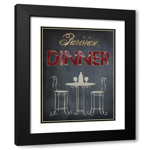 Parisian Dinner Cream Black Modern Wood Framed Art Print with Double Matting by Lewis, Sheldon