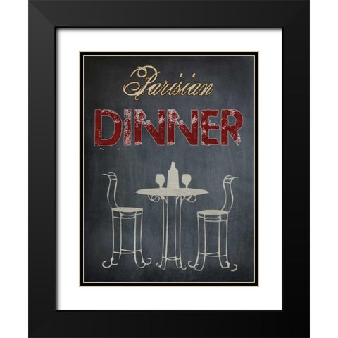 Parisian Dinner Cream Black Modern Wood Framed Art Print with Double Matting by Lewis, Sheldon