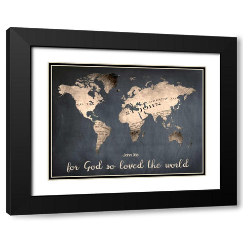 For God So Loved The World Black Modern Wood Framed Art Print with Double Matting by Lewis, Sheldon
