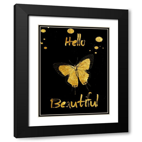 Hello Black Modern Wood Framed Art Print with Double Matting by Lewis, Sheldon