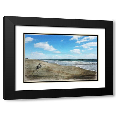 Tranquil Walk By The Ocean Black Modern Wood Framed Art Print with Double Matting by Lewis, Sheldon