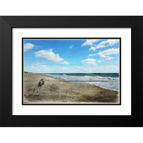 Tranquil Walk By The Ocean Black Modern Wood Framed Art Print with Double Matting by Lewis, Sheldon