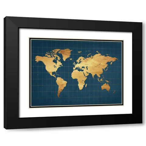 The World Grid Black Modern Wood Framed Art Print with Double Matting by Lewis, Sheldon