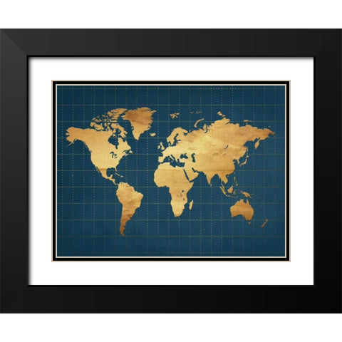 The World Grid Black Modern Wood Framed Art Print with Double Matting by Lewis, Sheldon
