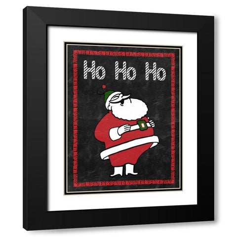 HO HO HO Black Modern Wood Framed Art Print with Double Matting by Lewis, Sheldon