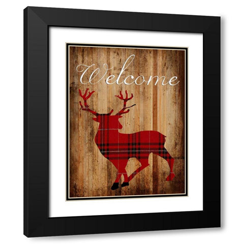 Holiday Deer Black Modern Wood Framed Art Print with Double Matting by Lewis, Sheldon