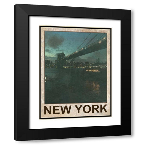 New York Night Black Modern Wood Framed Art Print with Double Matting by Lewis, Sheldon