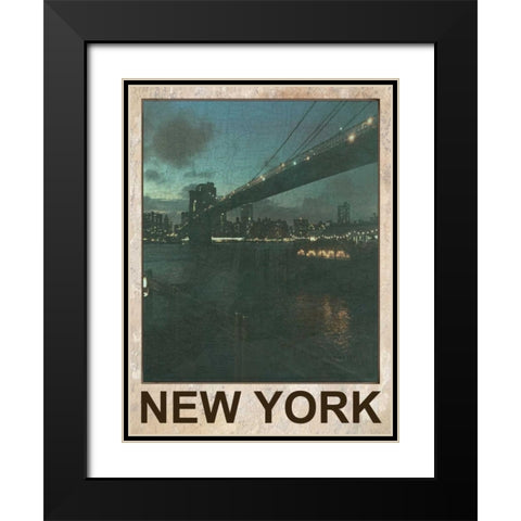 New York Night Black Modern Wood Framed Art Print with Double Matting by Lewis, Sheldon