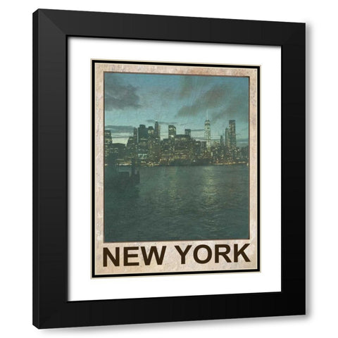 New York Night 2 Black Modern Wood Framed Art Print with Double Matting by Lewis, Sheldon