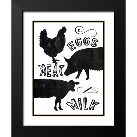 Local Eggs Meat Milk Black Modern Wood Framed Art Print with Double Matting by Lewis, Sheldon