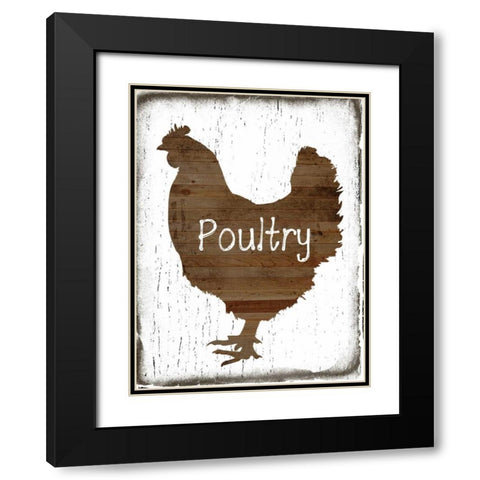 Poultry Butcher Block Black Modern Wood Framed Art Print with Double Matting by Lewis, Sheldon