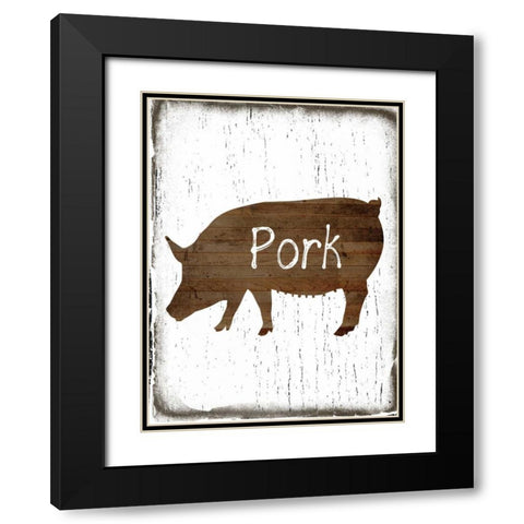 Pork Butcher Block Black Modern Wood Framed Art Print with Double Matting by Lewis, Sheldon