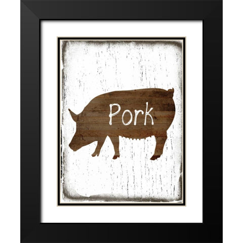 Pork Butcher Block Black Modern Wood Framed Art Print with Double Matting by Lewis, Sheldon
