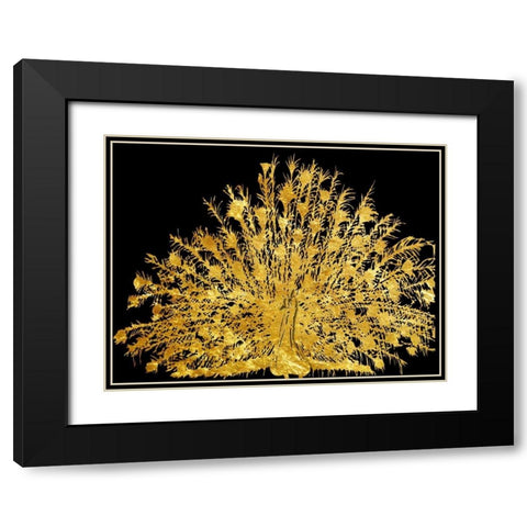 Golden Peacock 4 Black Modern Wood Framed Art Print with Double Matting by Lewis, Sheldon