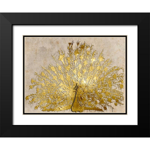 Ivory Coast Peacock Black Modern Wood Framed Art Print with Double Matting by Lewis, Sheldon